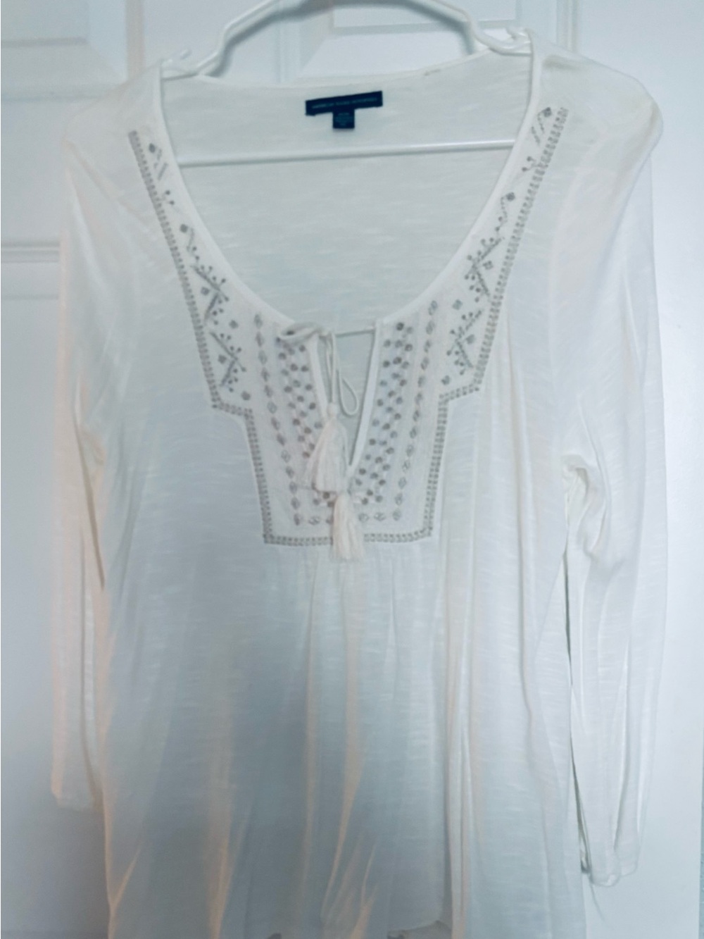 American Eagle Outfitters Boho Cream Blouse Size M